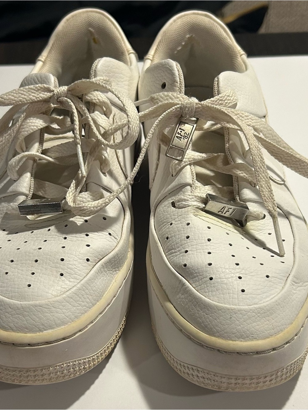 Nike White Leather AF1 Low Top Sneakers
